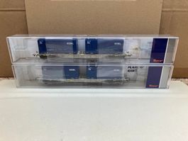 Roco 2x76947 Containertragwagen Sgnss der AAE "Ekol", H0