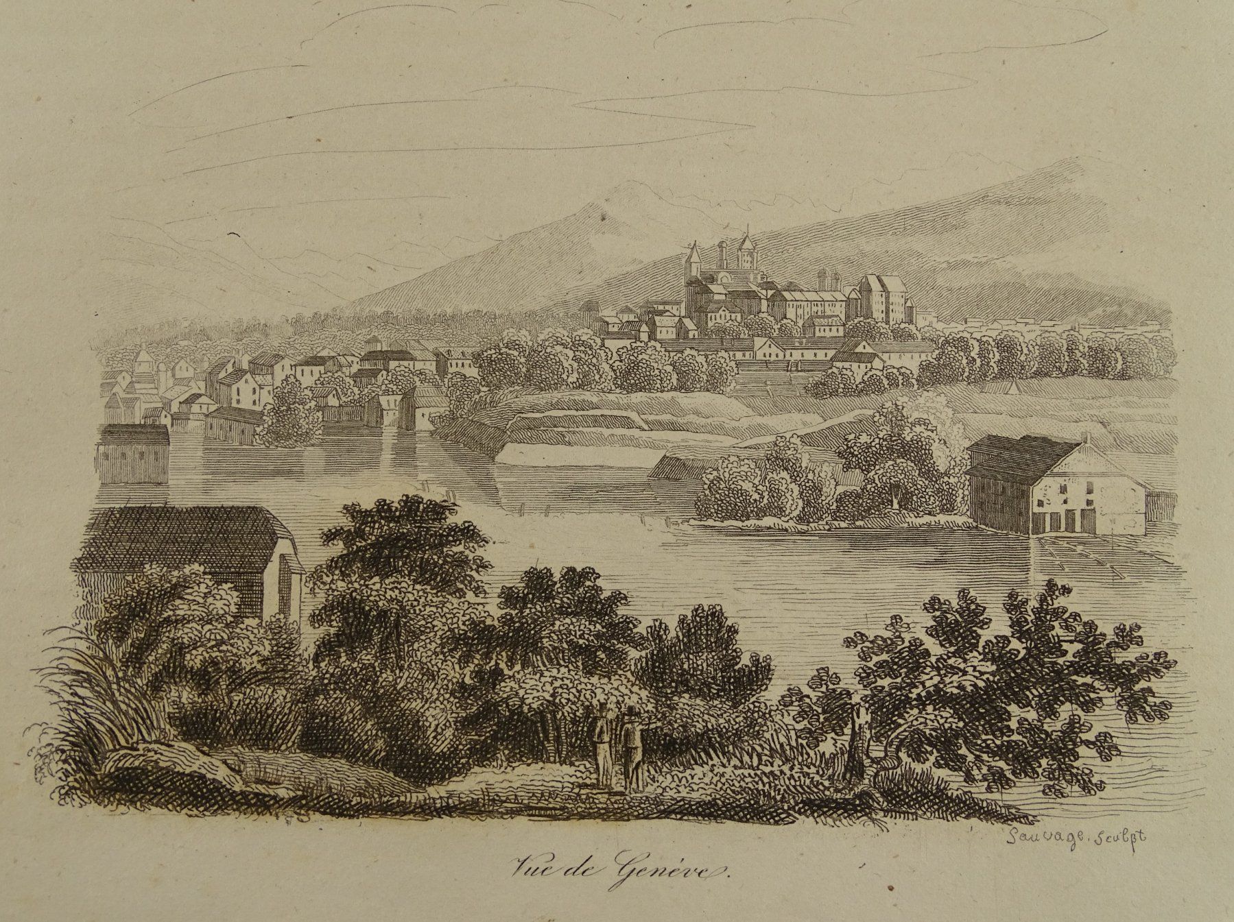 Incisioni: GENÈVE, GENF, STAHLSTICH 1836 – Usato da Grüningen venduto da Kartensammler