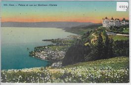 Caux - Palace et vus sur Montreux-Clarens - Litho