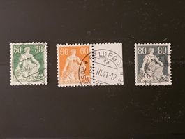 CH 1940 Helvetia seduta N° 113y/140y/141y SBK FR. 800.--