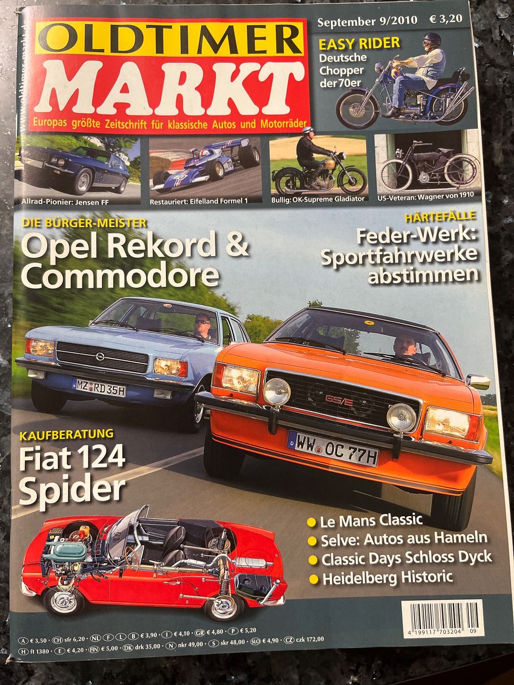 Oldtimer Markt 9/2010 Opel Rekord Commodore Fiat 124 Spider (Gebraucht ...