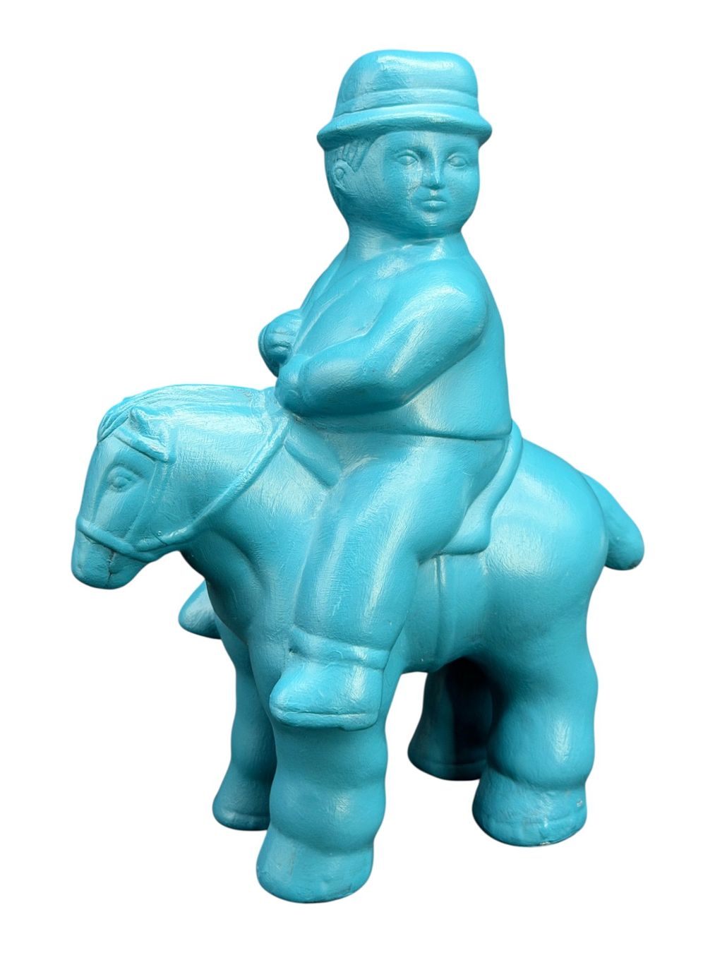 Sculture & Statue: Sculpture de chevalier en grès noir émaillé turquoise – Usato da Morges venduto da objetsdepoque 3