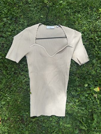 Sandro Rippen-Shirt beige Grösse 1 guter Zustand