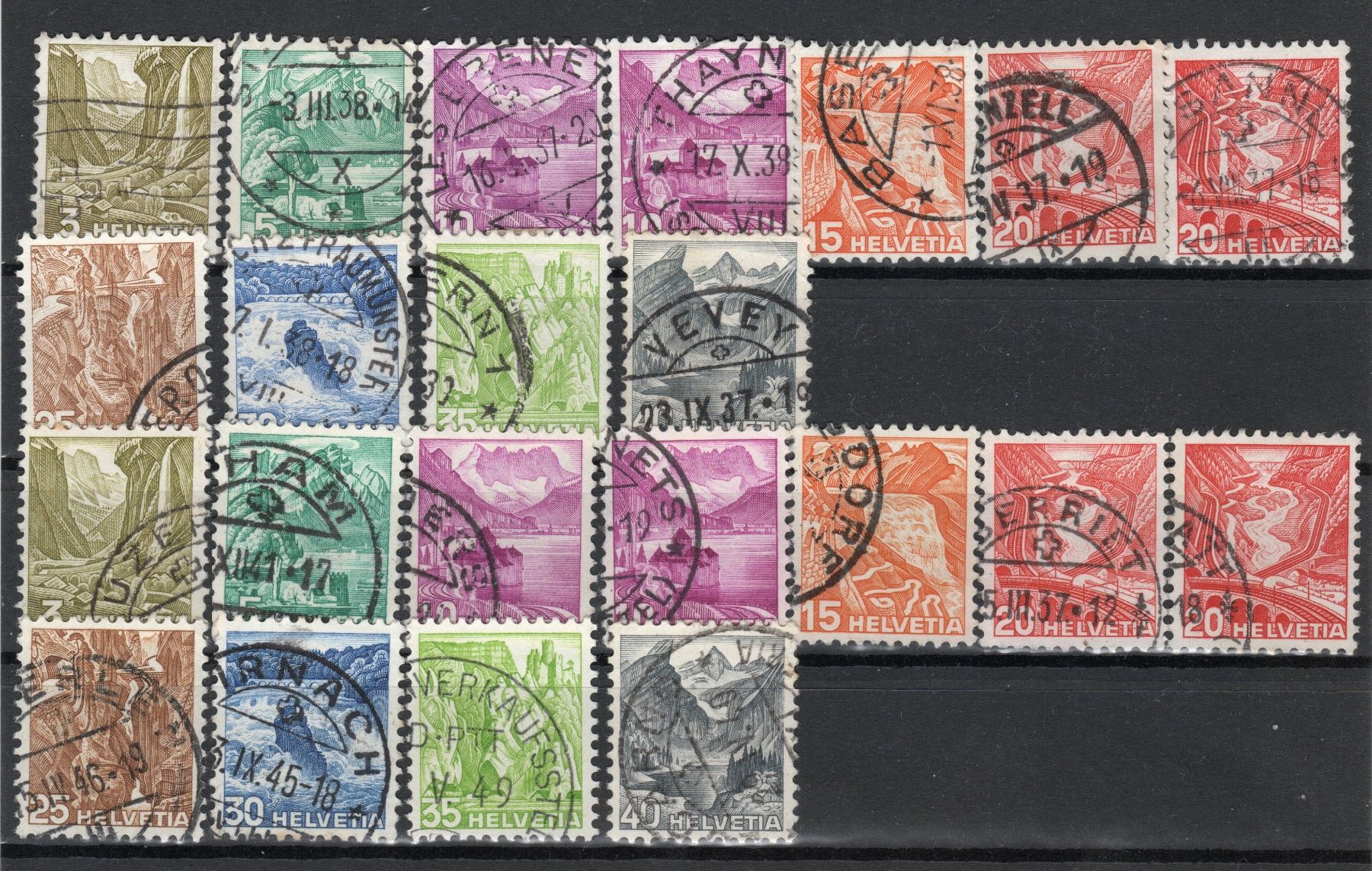 Alle Briefmarken: 24c CH 1936 Paesaggi/y/z – Gebraucht aus BREGANZONA von adelio8