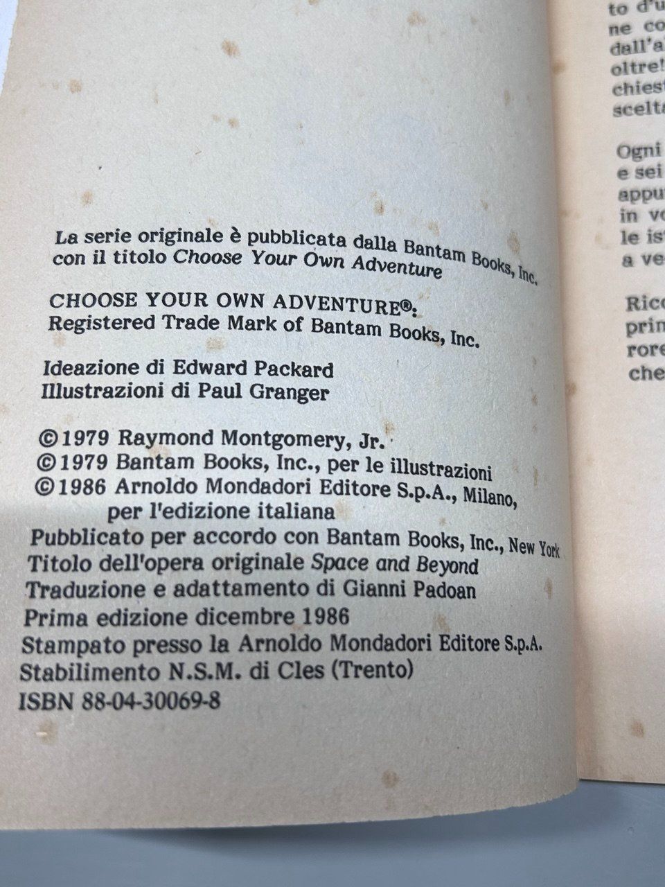 Bücher: N. 2 "Oltre lo spazio" - Edward Packard 1986 – Gebraucht aus Giubiasco von LorisVale 2
