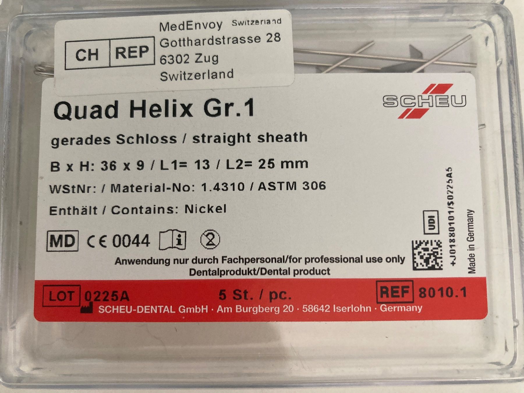 Medizinische Geräte: Scheu: Quad Helix gerades Schloss Gr.1+2 – Neu und originalverpackt aus Kaltbrunn von Silberkiste 1