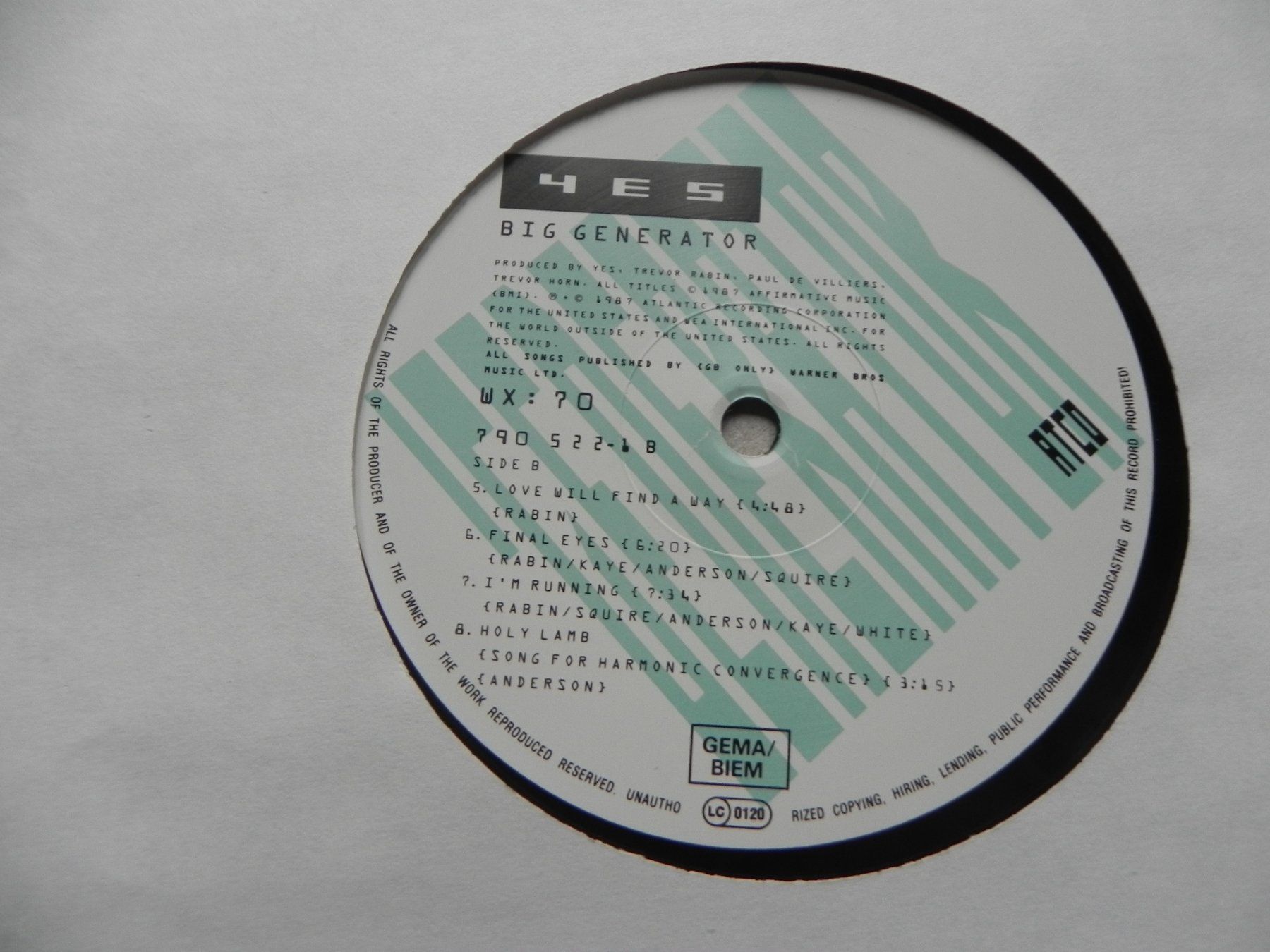 Dischi in vinile: LP brit. Progressiv Art Rock Yes 1987 Bic Generator – Usato da Siebnen venduto da krimsie 5