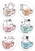 40 Sticker Aufkleber Etiketten Katzenmotiv und Thank you
