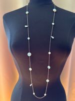 Collier sautoir vintage en acier et perles d'opalite Swatch
