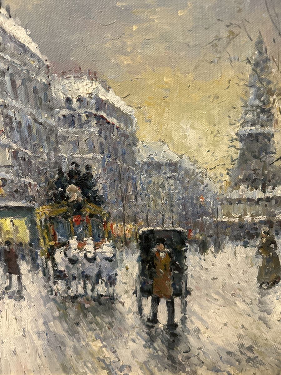 Dipinti: Winterliches Paris Ölgemälde Signiert, 60x50cm – Usato da Glarus venduto da KunstWerkEr-LS87 4