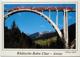 CHUR-AROSA-BAHN Rhätische Bahn bei Eisenbahnbrücke Langwies