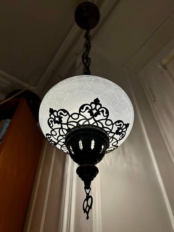 Lampadari & plafoniere: Orientalische Hängelampe mit "Crakle Glas" / antik Messing – Usato da St. Gallen venduto da matasurf