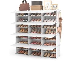 Schuhregal modular, Schuhschrank 8 Etagen mit Türen weiss