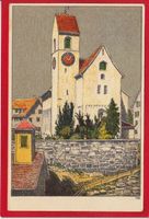 AK RÜTI KIRCHE, KÜNSTLERKARTE, STEINDRUCK