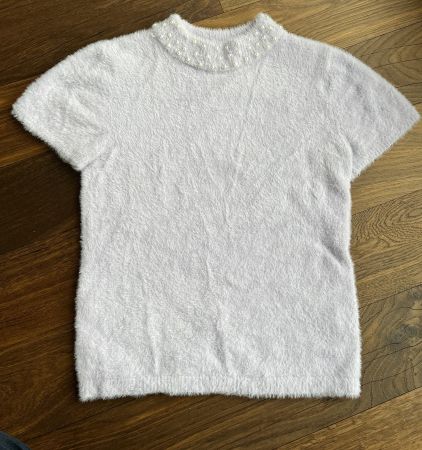 Kuscheliger Kurzarm-Pullover V-Neck Gr. S lila