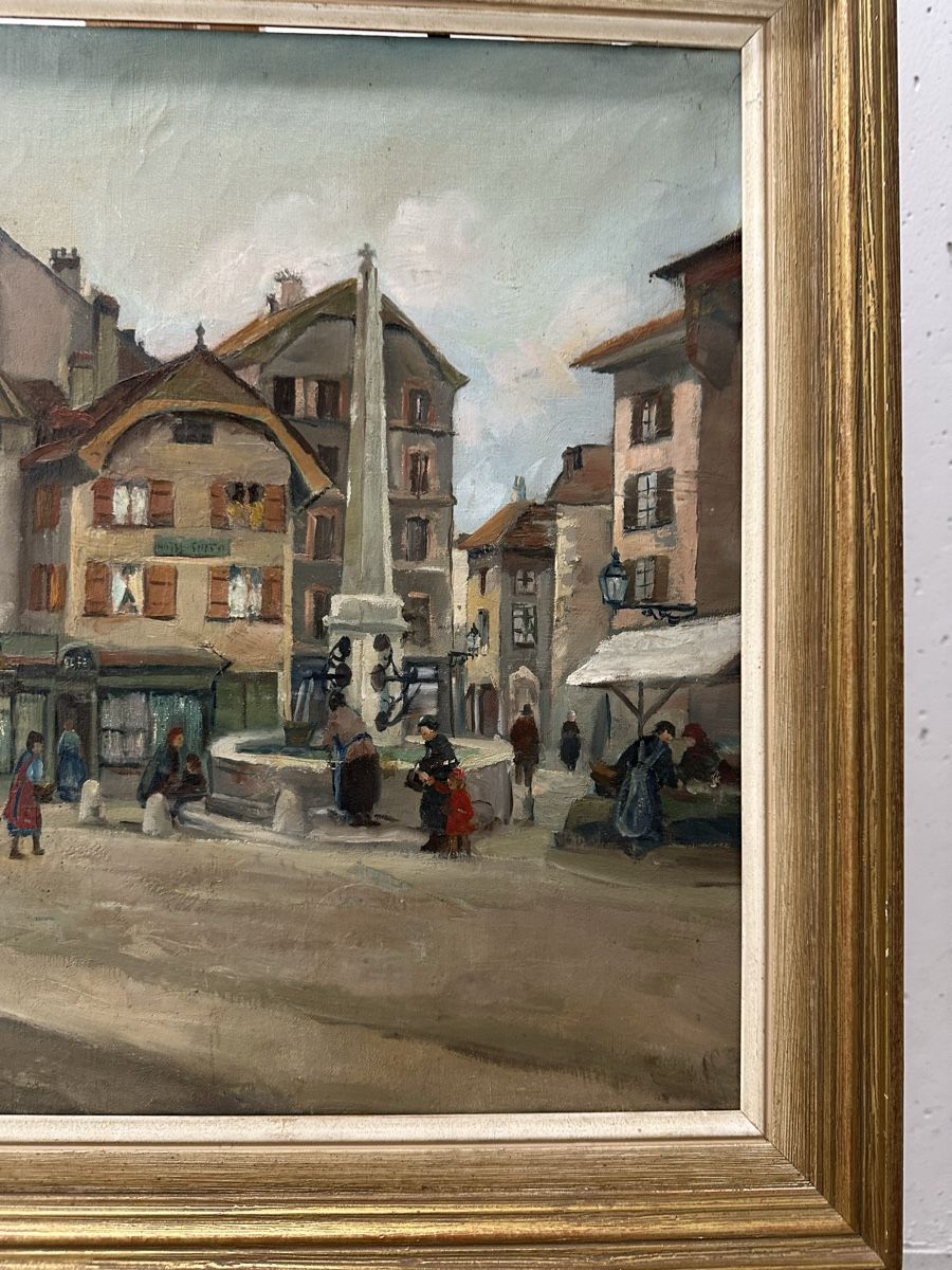 Gemälde: Antikes Ölgemälde Genf Place St. Gervais – Gebraucht aus Ebikon von Gaenggeliwaar 3