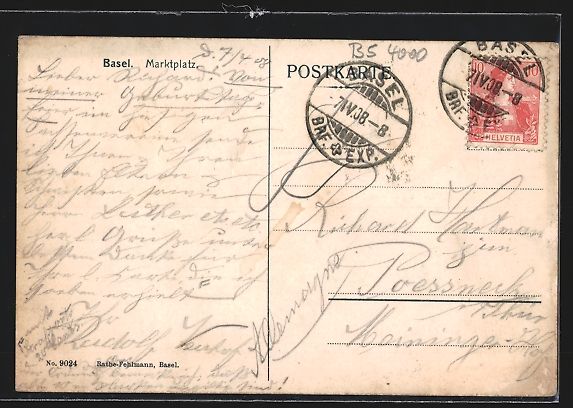 Cartes postales: AK Basel, Marktplatz mit Strassenbahn – D'occasion à Berlin par bartko-reher 1