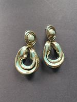 Boucles d'oreilles pendantes vintage turquoise et dorées