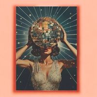 Affiche vintage décoration Art Déco Rétro Boule Disco Femme