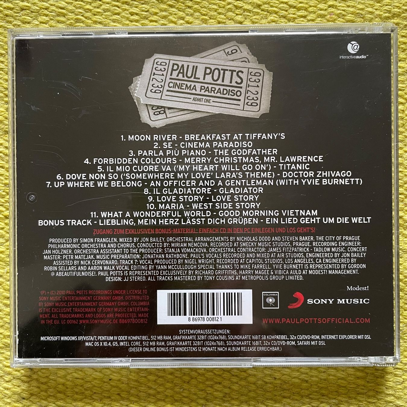 CD: PAUL POTTS-CINEMA PARADISO – Usato da Rorschacherberg venduto da CD-Roli 1