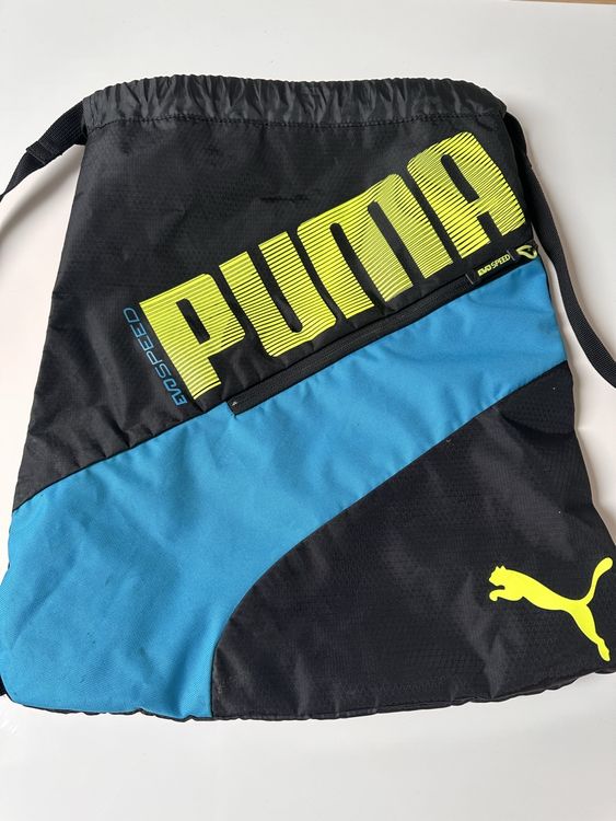 Puma Borse: Puma Sporttasche Turnbeutel schwarz/blau Turnsack Rucksack – Usato da Roggwil BE venduto da dev_jo00
