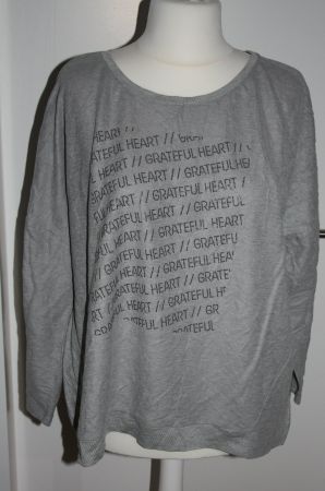 T-Shirt Langarm beige-grau mit Strassteine Gr. XL