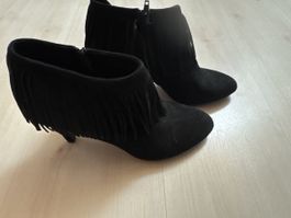 Stiefeletten Damen schwarz Fransen Absatz Grösse 40
