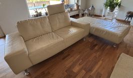 2-er Sofa und 2-er Hocker Leder