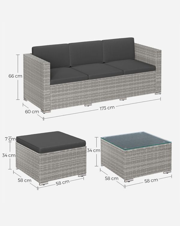 Divani: Gartenmöbel Set Polyrattan Sofa Tisch Grau LAMIS – Nuovo e nell'imballaggio originale da Lachen SZ venduto da MAMORU-MOEBEL 6
