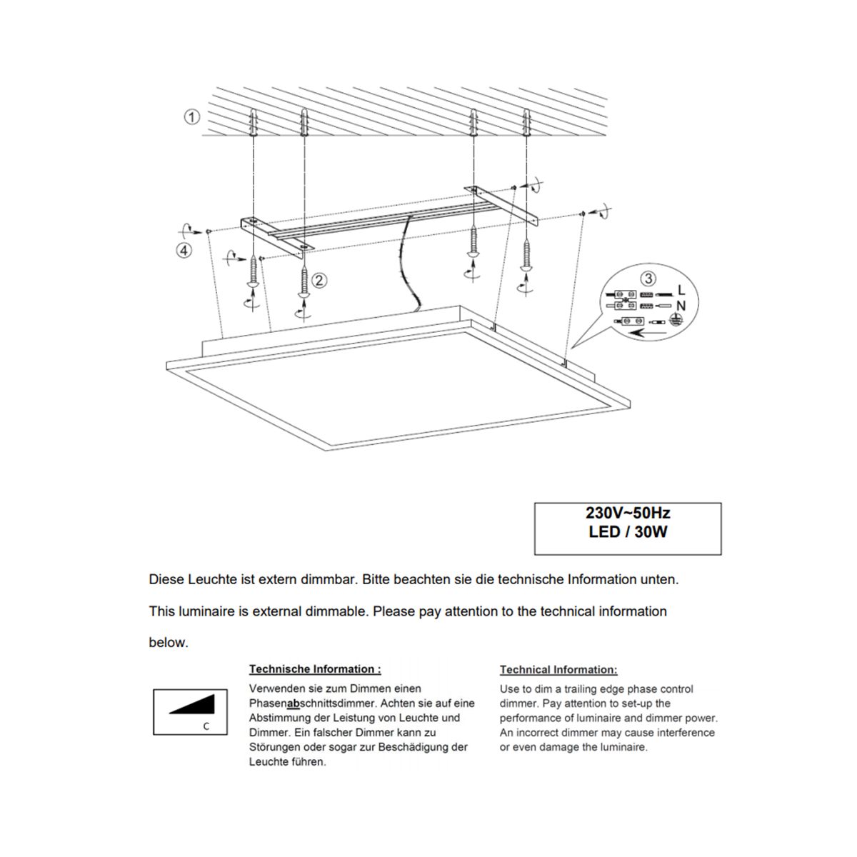 Kronleuchter & Deckenlampen: LED Paneel, Deckenleuchte, 62 cm x 62 cm – Neu (gemäss Beschreibung) aus Kreuzlingen von Smart-Light 3