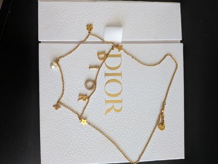 Dior Multi-Strand Charm Necklace Gold Finish & Pearl 