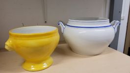 Gelbe und weisse Suppenterrine, Vintage, Keramik, Top!