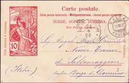 1900: 10 Cts rot, GS-UPU, gest. Maloja 23.VIII.00 n. Italien