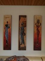 Drei Afrika Kunstdrucke Bilder auf Holz