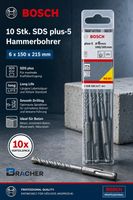 10 Stk. Bosch Hammerbohrer SDS plus-5, 6 x 150 x 215 mm