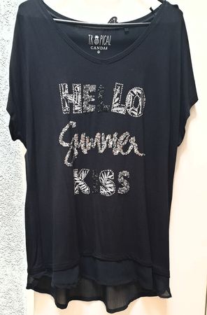 Cooles Shirt mit Glitzerprint "Hello Summer Kiss" Gr. M