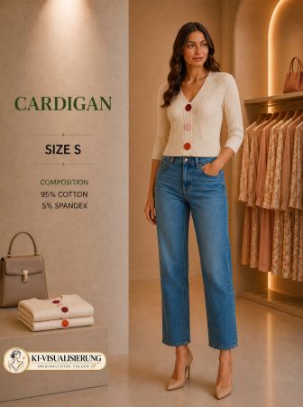 Elegante Cotton Strickjacke, creme, Grösse S