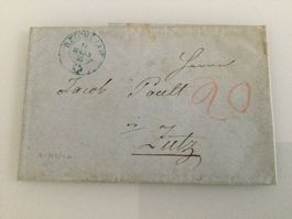1855, Faltbrief mit Inhalt Reichnau - Zuoz via Chur TransitO