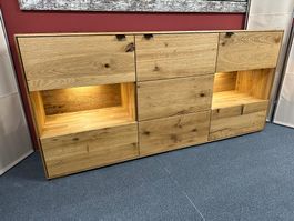 Sideboard ZERRO Wildeiche massiv 180 cm inkl. Beleuchtung