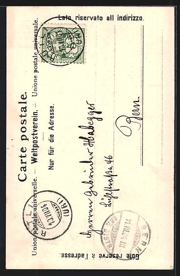 Ansichtskarten: AK Rütli, Waldhaus mit Lied, 1904 – Gebraucht aus Berlin von bartko-reher 1