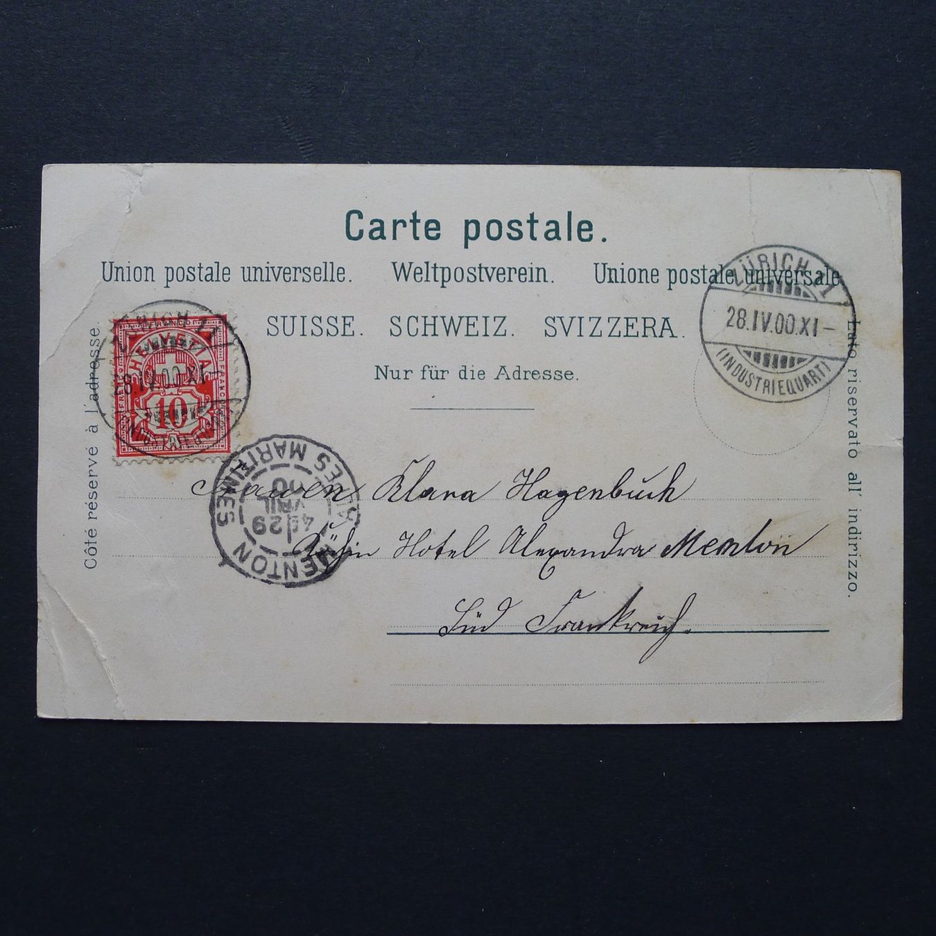 Ansichtskarten: 1900, ZÜRICH, Litho, antike Ansichtskarte – Gebraucht aus Ebikon von SilvioFreund 1