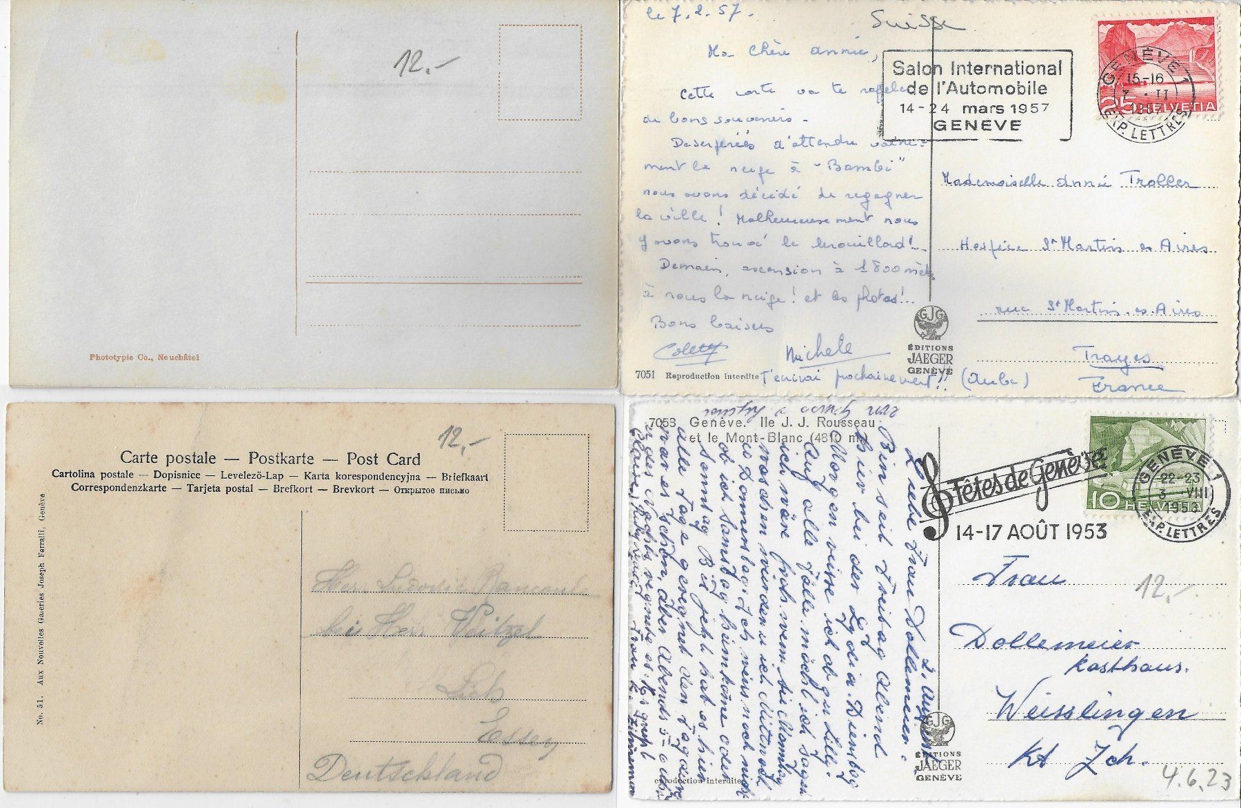 Cartoline postali: 4 AK Geneve – Usato da Ettingen venduto da Kartenplanet 1