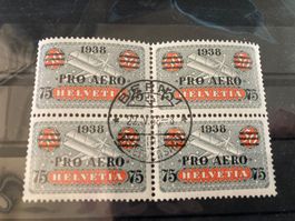 Schweiz Briefmarken Viererblock Pro Aero 1938 selten! (53)