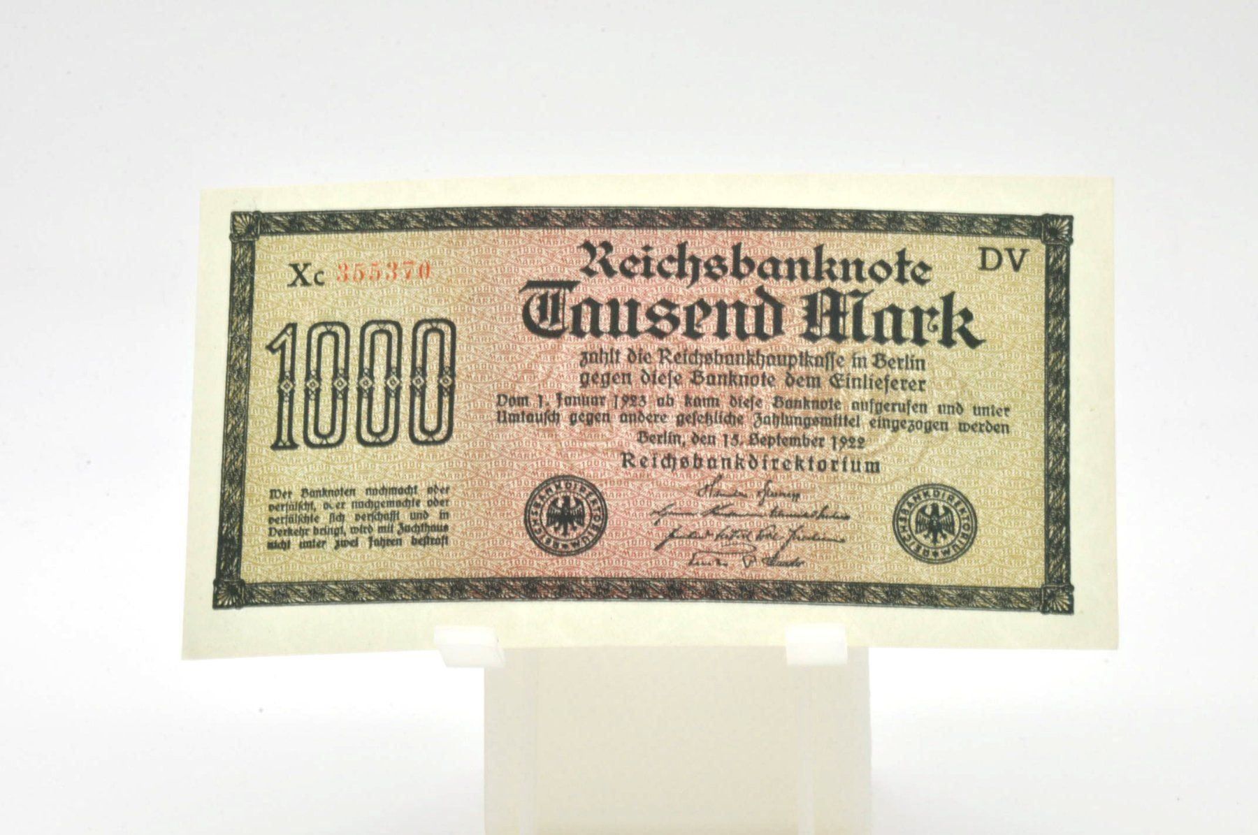 Banknoten: Inflationsnote 1000 Mark «5erLot» – Gebraucht aus Uerkheim von fabulafero