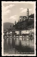 AK Morcote, Veduta sul Lago di Lugano con chiesa e case sul 
