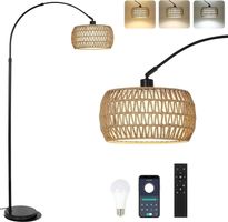 Stehlampe Bogenlampe dimmbar LED Fernbedienung App Rattan