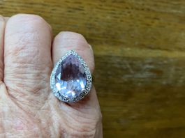 Amethyst Ring mit Zirkonia 925 gestempelt, vergoldet