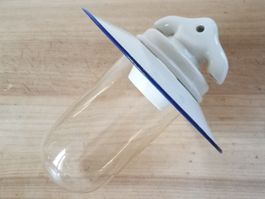 Originale Emaille Lampe Kolbenglas, Stalllampe komplett