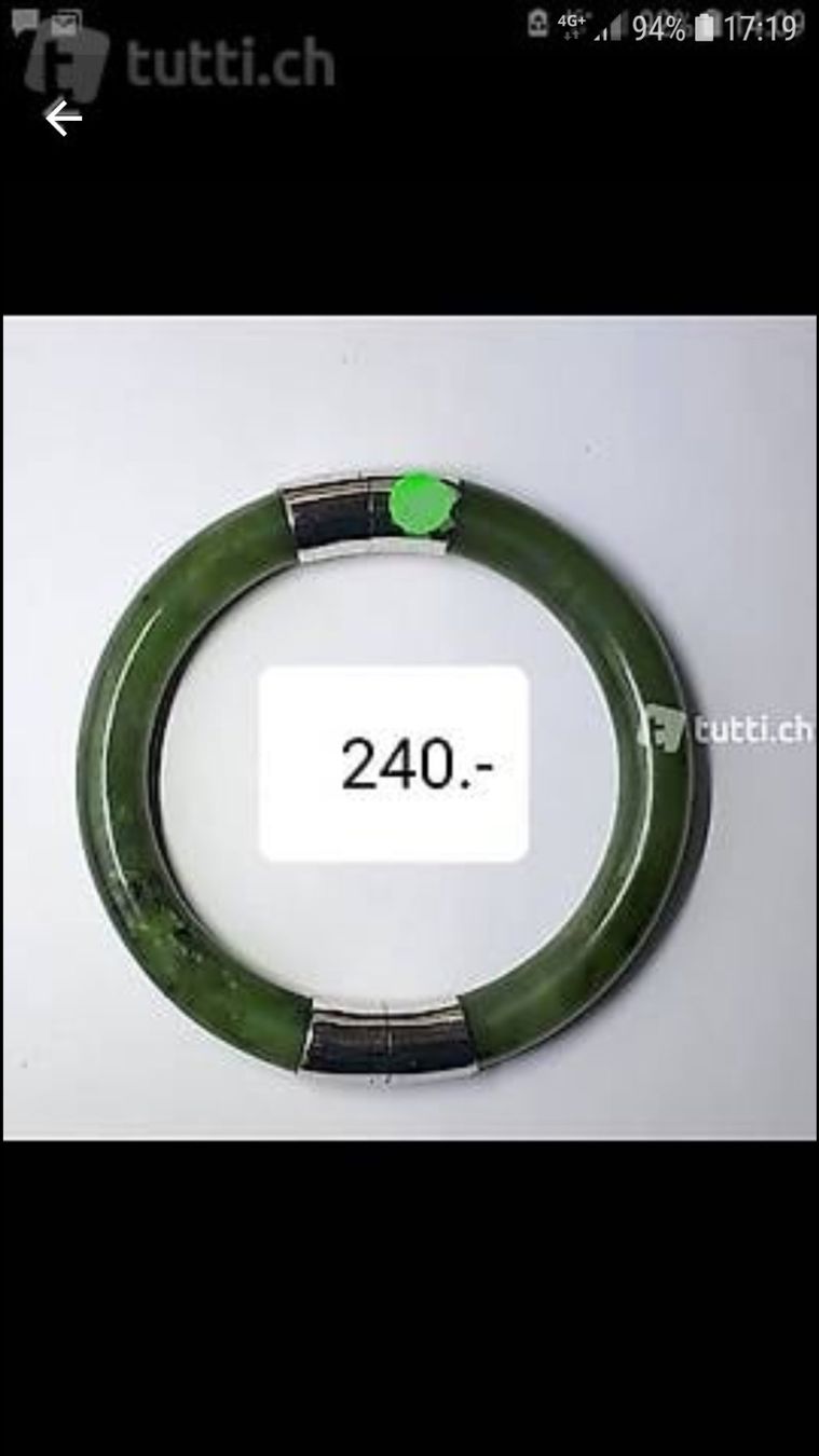 Bracciali & Braccialetti: Jade Armreif mit 2 Silberteilen – Usato da Pfäffikon ZH venduto da mrstone
