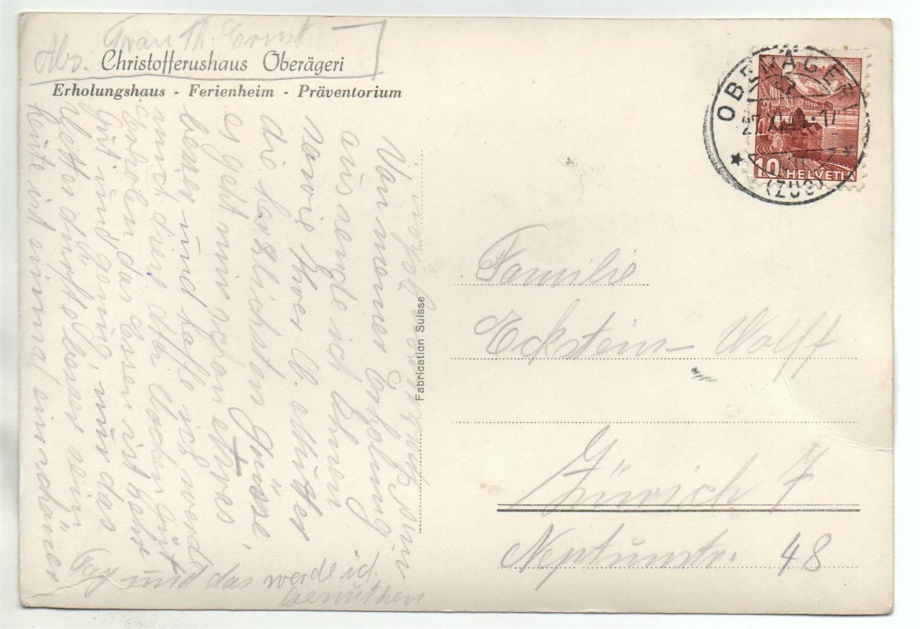 Cartoline postali: OBERÄGERI Christofferushaus – Usato da Jona venduto da philajona 1